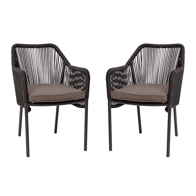 Flash Furniture Kallie Patio Club Chairs, Black/Gray, 2 Pack (SDAAD892006BK2) image 1