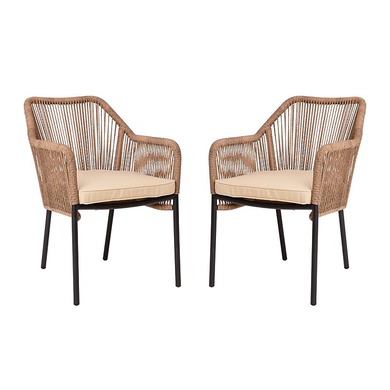 Flash Furniture Kallie Patio Club Chairs, Natural/Ivory, 2 Pack (SDAAD892006NAT2) image 1