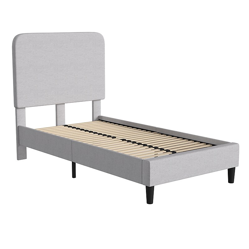 Flash Furniture Addison Upholstered Platform Bed in Light Gray Fabric, Twin (HG3WPB21T01TGY) image 1