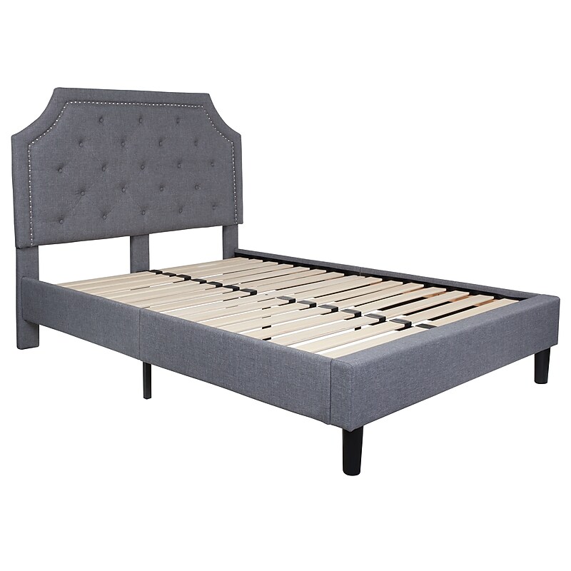 Flash Furniture Brighton Tufted Upholstered Platform Bed in Light Gray Fabric, Full (SLBK4FLG) image 1