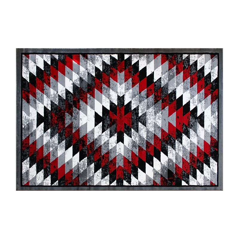 Flash Furniture Teagan Collection 5' x 7' Rectangle Area Rug, Machine Made, Olefin/Jute, Red (OKRRG110657RD) image 1