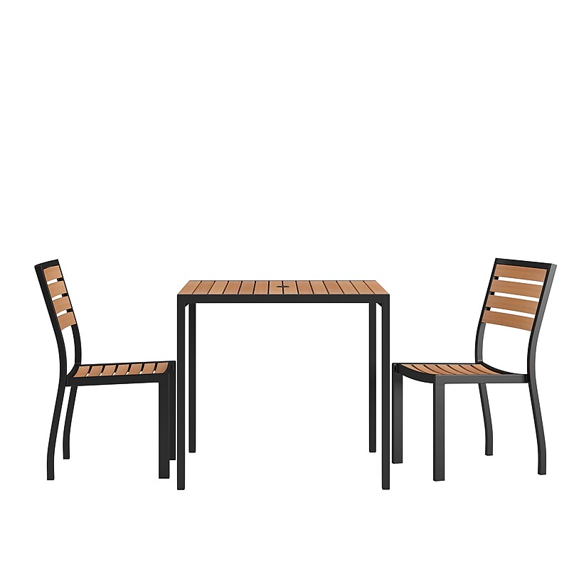 Flash Furniture Lark Patio Table Set, Faux Teak, 3 Piece/Set (XUDG810060362) image 1