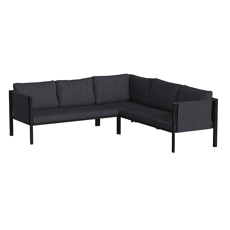 Flash Furniture Lea Indoor/Outdoor Sectional with Cushions, Black/Charcoal (GM201108SECCH) image 1
