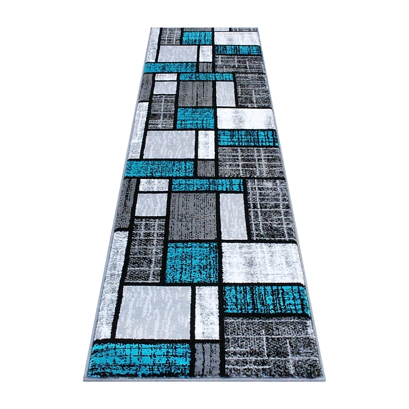 Flash Furniture Raven Collection 2' x 7' Rectangular Area Rug, Machine Made, Olefin/Jute, Turquoise (OKRRG111027TQ) image 1