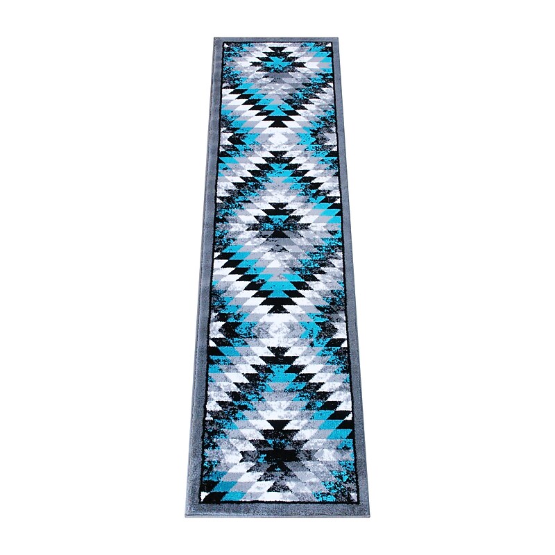Flash Furniture Teagan Collection 2' x 7' Runner Area Rug, Machine Made, Olefin/Jute, Turquoise (OKRRG110627TQ) image 1