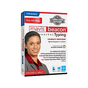 Broderbund Mavis Beacon Teaches Typing 2020 Family Edition for 3 Computers/3 Users, Windows, Download (705381461050)