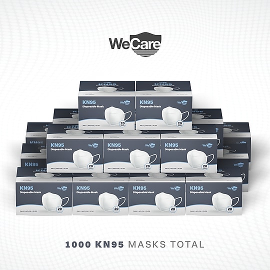 WeCare Disposable KN95 Face Mask, Adult, White, 20 Masks/Box, 50 Boxes/Pack (TBN202737)~#|#~sp167339302_sc7