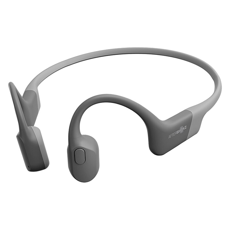 Shokz OpenRun Bone-Conduction Open-Ear Sport Headphones with Microphones, Gray (S803-ST-GY-US) image 1