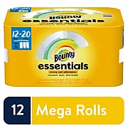 Bounty Essentials Select-A-Size Paper Towel, 2-Ply, White, 104 Sheets/Roll, 12 Rolls/Pack (74647)