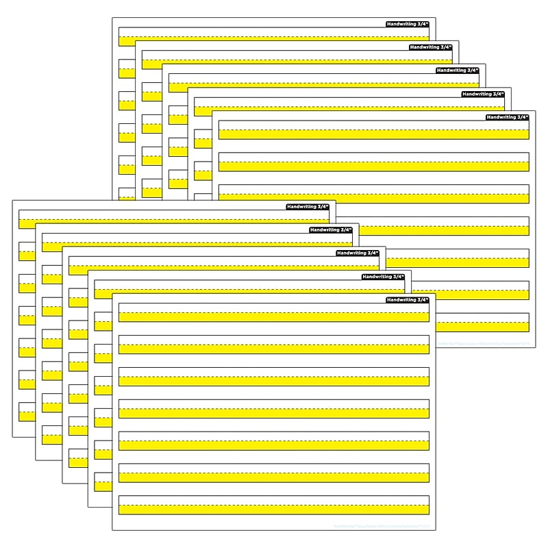 Ashley Productions® Smart Poly® PosterMat Pals® Handwriting, 3/4" Ruling, Yellow, 13" x 9.5", Pack of 10 (ASH97012) image 1