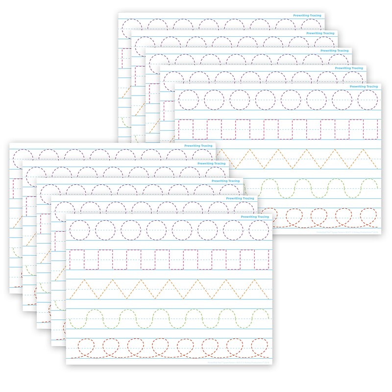 Ashley Productions® Smart Poly® PosterMat Pals® Prewriting Tracing, 13" x 9.5", Pack of 10 (ASH97017) image 1