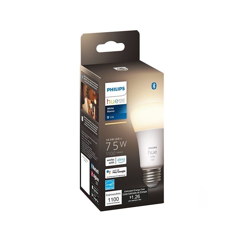 Philips Hue White Light Bulb, A19 2700K 10.5W E26 (563007) image 1