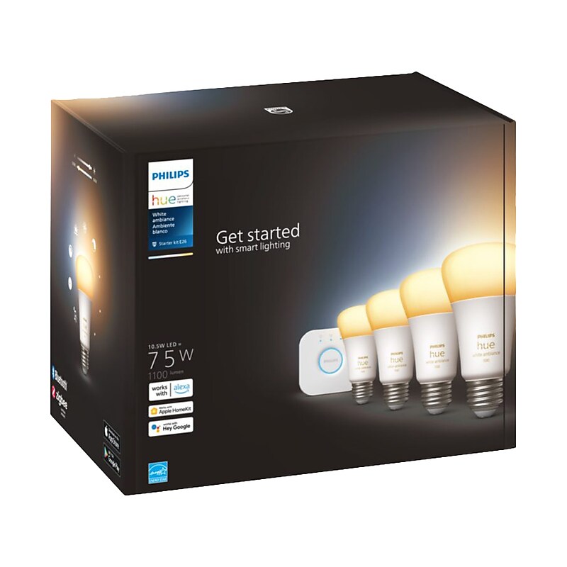 Philips Hue White Starter Kit, A19 2200K-6500K 10.5W E26 (563270) image 1