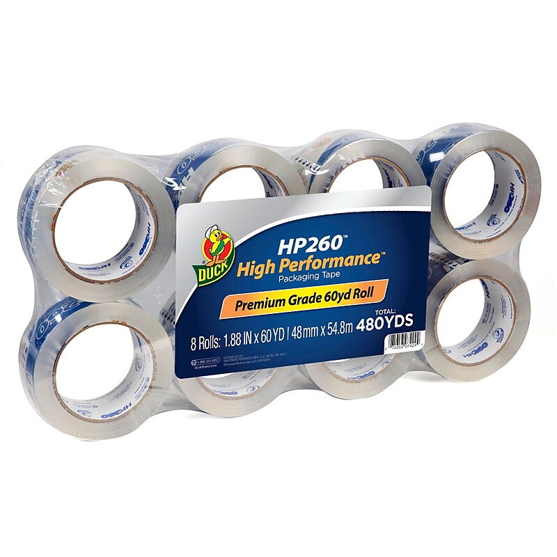 Duck HP260 Heavy Duty Packing Tape, 1.88" x 60 yds., Clear, 8/Pack (1067839/07424) image 1