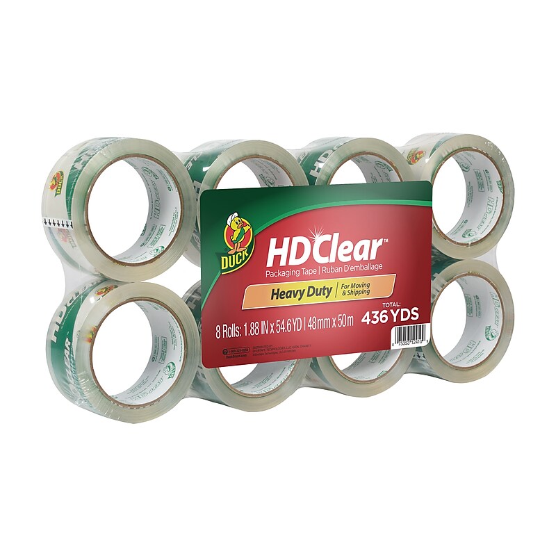 Duck HD Clear Heavy Duty Packing Tape, 1.88" x 54.6 yds., Clear, 8/Pack (282195) image 1