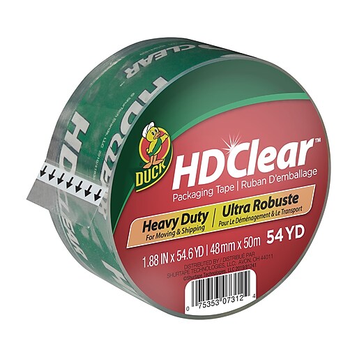 Duck Heavy-Duty Carton Packaging Tape, 3 Core, 1.88 x 54.6 yds, Clear