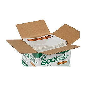 Duck 4.5 in. x 5.5 in. Security "Packing List Enclosed" Envelopes, Clear Window, 500/Box (394743)