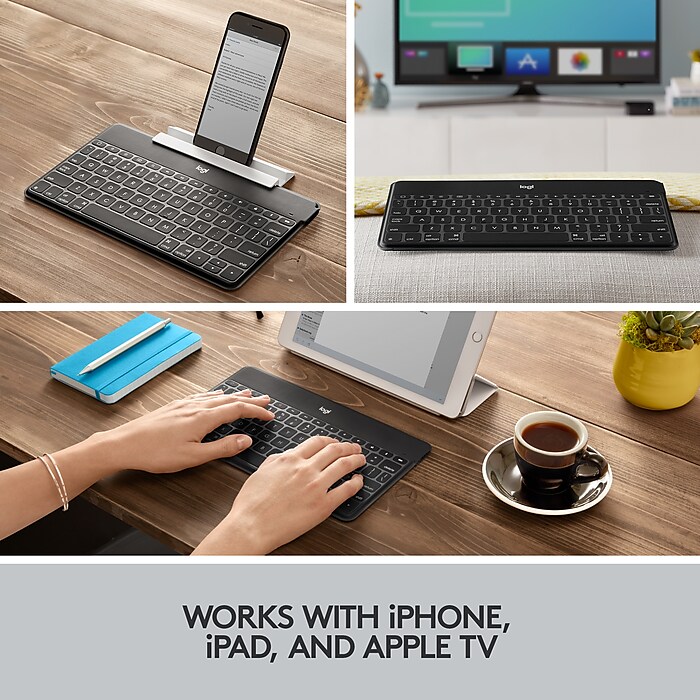 (未使用･未開封品)Logitech Keys-To-Go - Keyboard - Bluetooth - waterproof - black - for Apple iPad, iPhone, Apple TV Amazon.com: Logitech Keys-to-Go Ultra-Portable, Stand-Alone