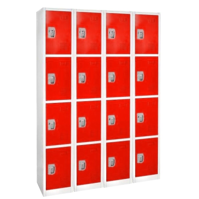 AdirOffice 72" 4-Tier Red Storage Locker, 4/Pack (629-204-RED-4PK) image 1