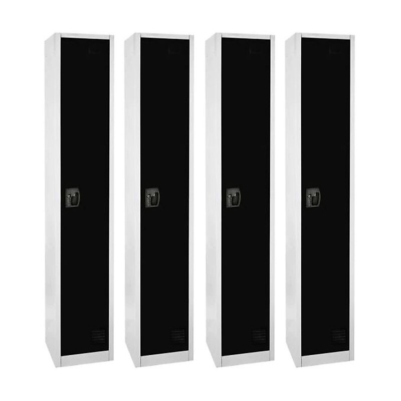 AdirOffice 72'' Single Tier Black Storage Locker, 4/Pack (629-201-BLK-4PK) image 1