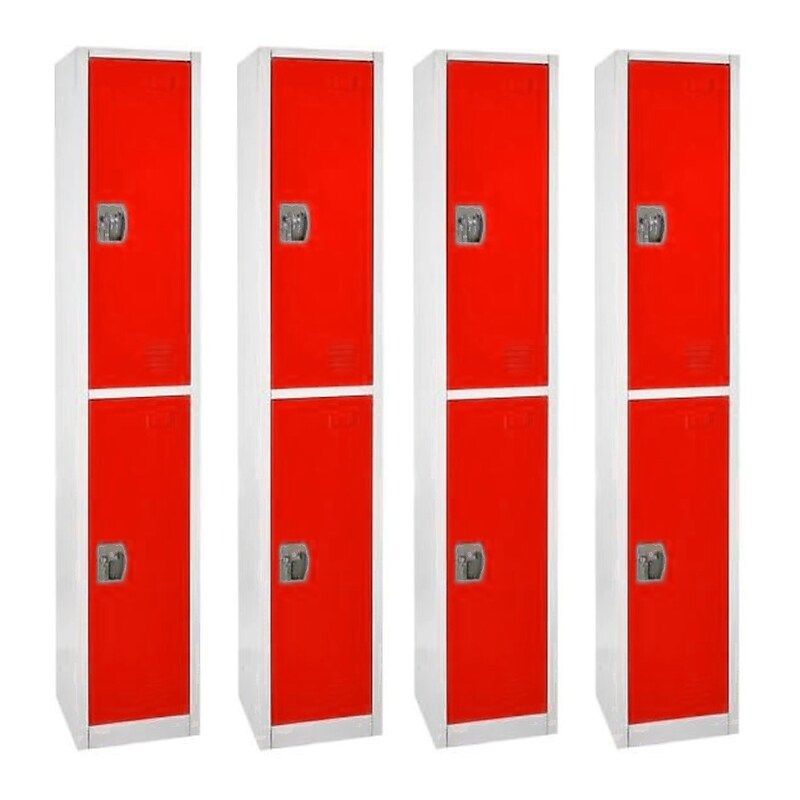 AdirOffice 72'' 2-Tier Red Storage Locker, 4/Pack (629-202-RED-4PK) image 1