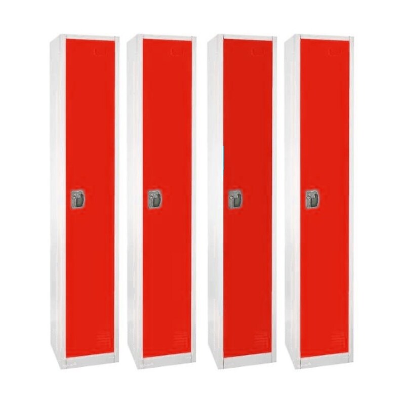 AdirOffice 72" 1-Compartment Tier Red Storage Locker, 4/Pack (629-201-RED-4PK) image 1