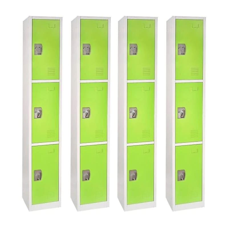 AdirOffice 72'' 3-Tier Green Storage Locker, 4/Pack (629-203-GRN-4PK) image 1