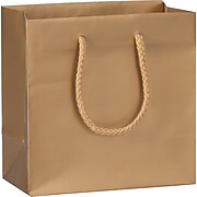 Deluxe Bags & Bows Euro Tote, 6 1/2" W x 3 1/2" D x 6 1/2" H, Paper, Gold, 200/Box, 244-060306-GD
