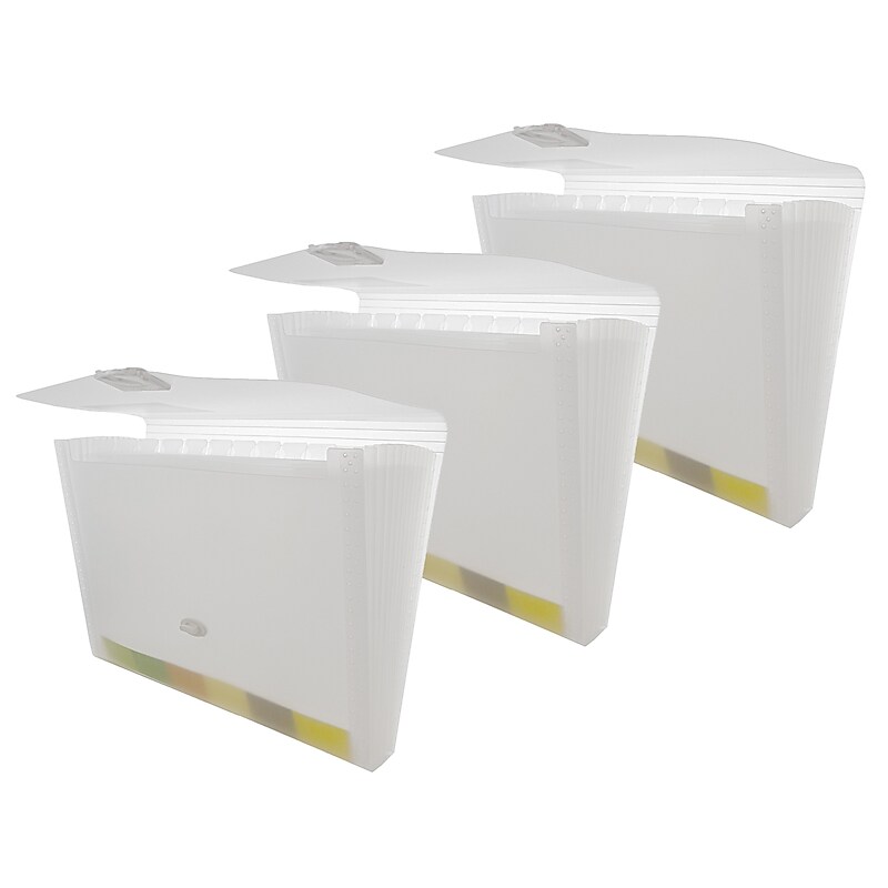 Bazic Heavy Duty Plastic Accordion File, 13 Pocket, Letter Size, Translucent White, 3/Bundle (BAZ3173-3) image 1