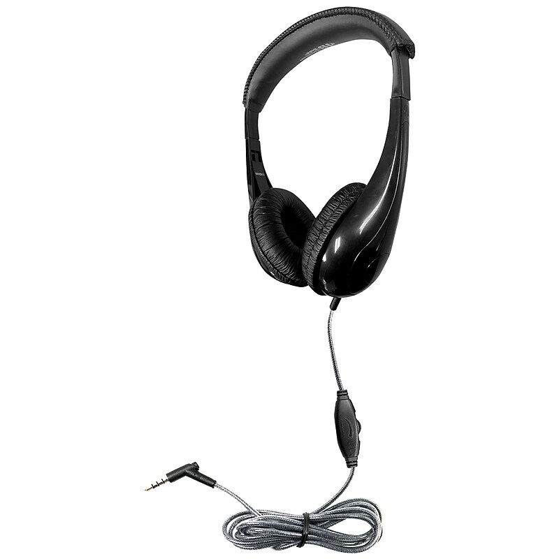 HamiltonBuhl Motive8 Mid-Sized Multimedia Headphone with In-line Volume Control, Black (HECM8BK1) image 1
