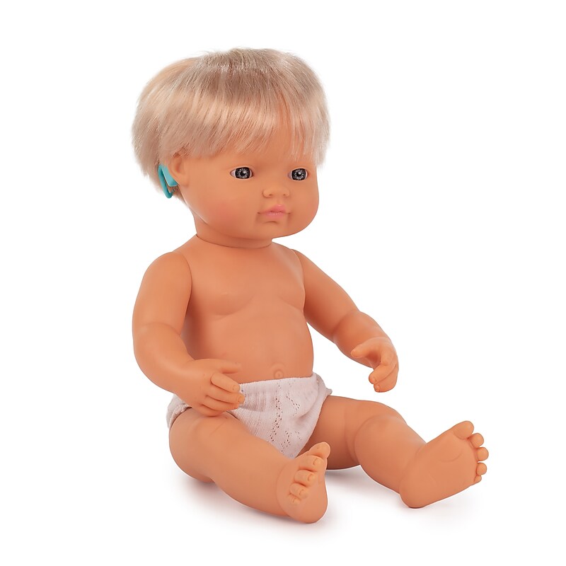 MINILAND Baby Doll Caucasian Girl With Hearing Aid, 15'' (MLE31114) image 1