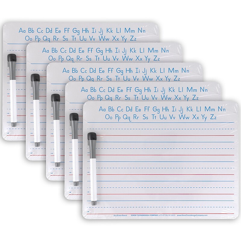 Pacon® Handwriting Whiteboard Dry Erase Set, 2-Sided, Ruled/Plain, with Marker/Eraser, 9" x 12", 5 Sets (PACAC9877C1-5) image 1