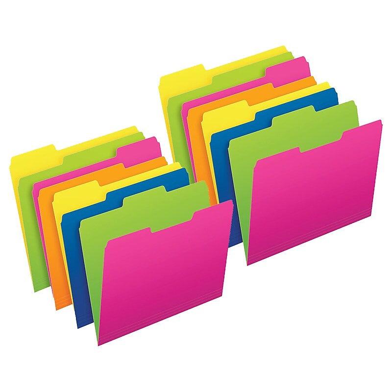Pendaflex Twisted Glow File Folders, 1-Tab, Letter Size, Assorted Colors, 12/Pack, 2 Packs/Bundle (PFX40526-2) image 1