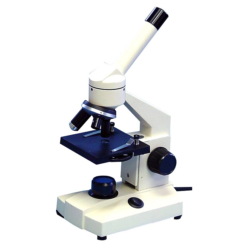 Supertek Basic Compound Microscope, Inclined with Illumination, Black/White (SKFB10107S3) image 1