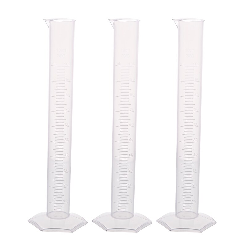Supertek Measuring Cylinder with Hexagonal Base, 1000ml, Clear Polypropylene, Pack of 3 (SKFCH1081510) image 1