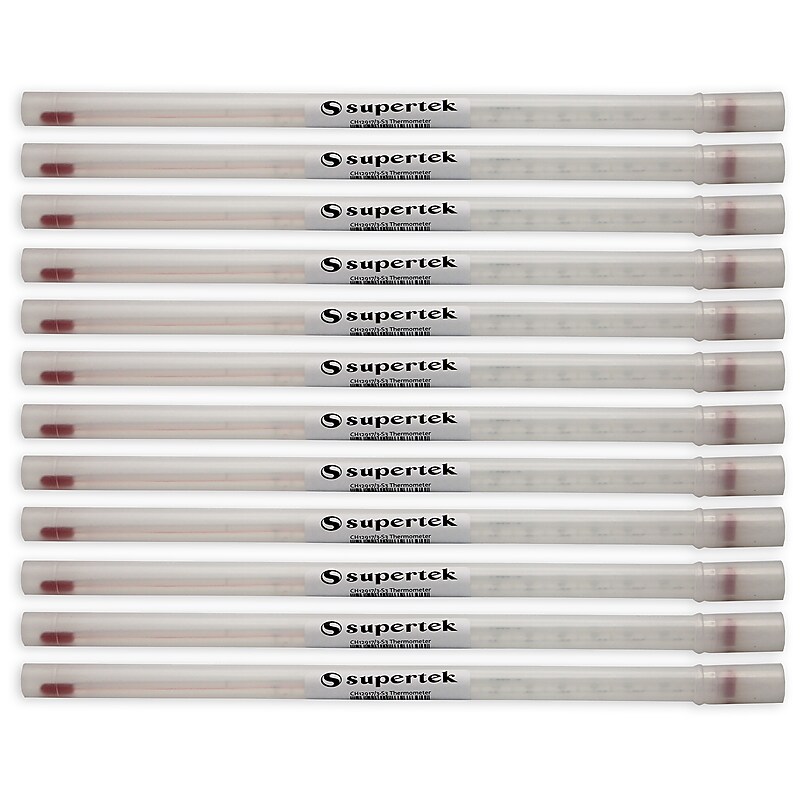 Supertek Partial Immersion Lab Thermometer, -20-110C/0-230F, Clear with Red Liquid, Pack of 12 (SKFCH129173S3-12) image 1