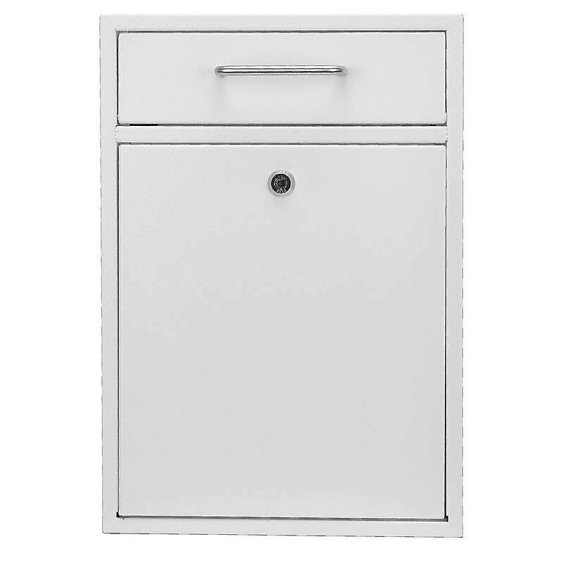 AdirOffice Steel Large Wall Mounted Drop Box Interoffice Mailbox, Key Lock, White (631-04-WHI) image 1
