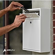 AdirOffice Wall-Mounted Steel Drop Box Mailbox, White (631-04-WHI)