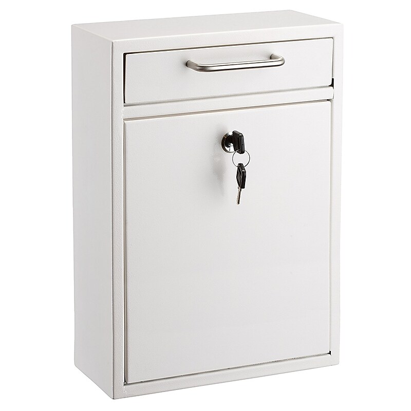 AdirOffice Wall-Mounted Steel Key Lock Drop Box Interoffice Mailbox, White (631-05-WHI) image 1