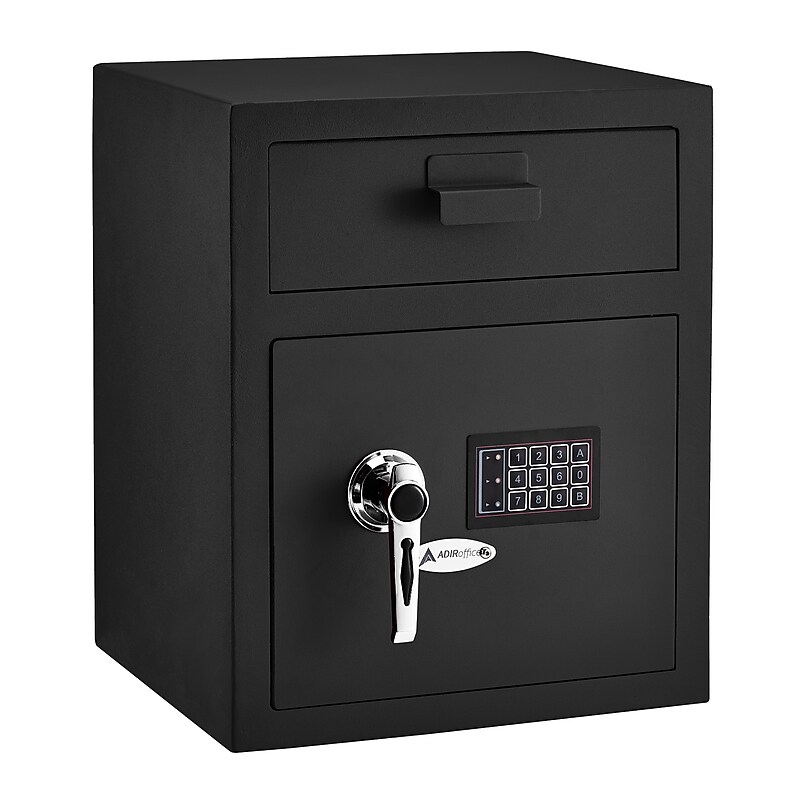 AdirOffice Black Steel Drop Bin Depository Safe With Digital Lock, 1.1 cu. ft. (670-200-BLK) image 1