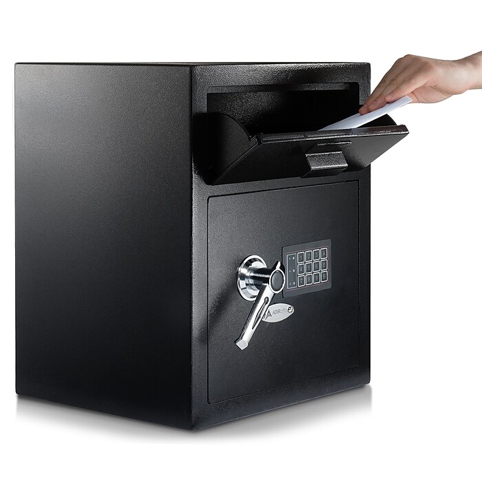AdirOffice Black Steel Drop Bin Depository Safe With Digital