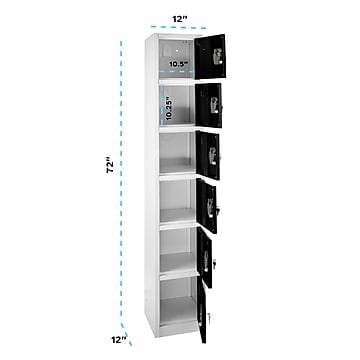AdirOffice 72" 6-Compartment Steel Tier Key Lock Black Storage Locker (629-206-BLK)