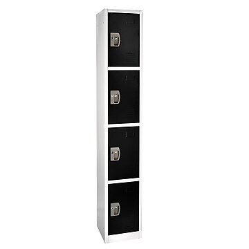 AdirOffice 72" 4-Tier Key Lock Black Steel Storage Locker (629-204-BLK)