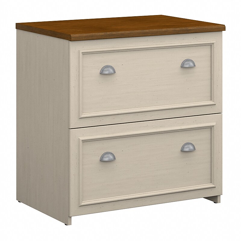 Bush Furniture Fairview Lateral File Cabinet, Antique White/Tea Maple (WC53281-03) image 1