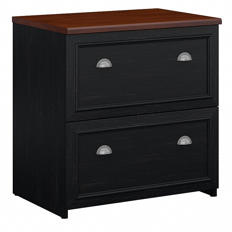 Bush Furniture Fairview Lateral File Cabinet, Antique Black/Hansen Cherry (WC53981-03) image 1