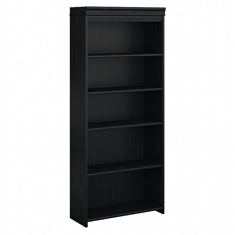 Bush Furniture Fairview Collection 69"H 5-Shelf Bookcase with Adjustable Shelves, Antique Black Laminated Wood (WC53965-03) image 1