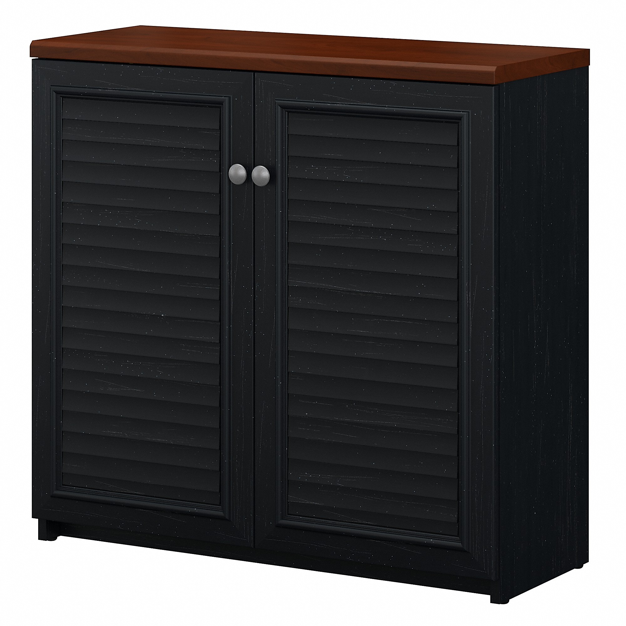 Bush Furniture Fairview Small Storage Cabinet with Doors, Antique Black/Hansen Cherry (WC53996-03) Sansujyuku sansujyuku.com