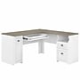 Bush Furniture Fairview 60"W L Shaped Desk with Drawers and Storage Cabinet, Shiplap Gray/Pure White (WC53630-03K)~#|#~sp168011892_sc7