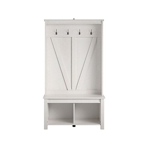 Ameriwood Farmington Entryway Hall Tree with Storage Bench, Ivory Oak