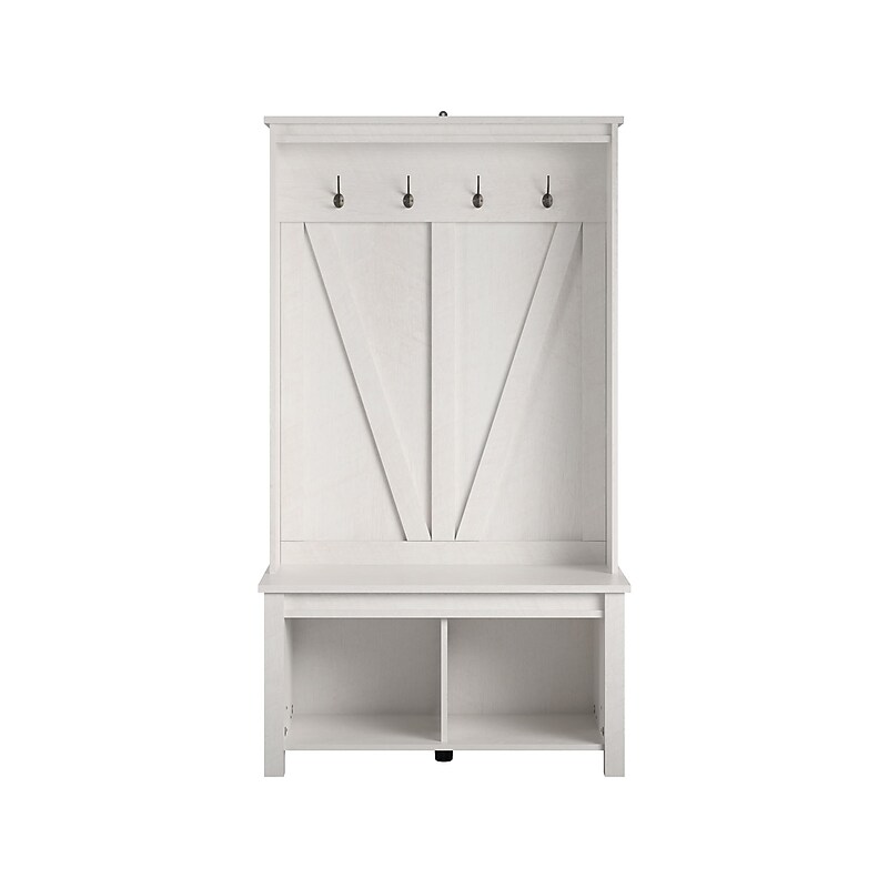 Ameriwood Farmington Entryway Hall Tree with Storage Bench, Ivory Oak (4516213COM) image 1